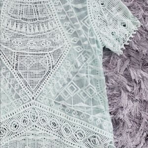 Mint Green Crochet Lace Top F21